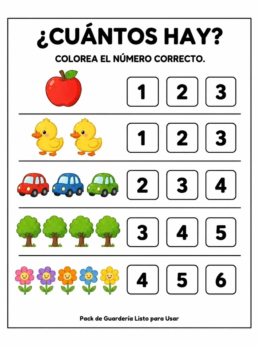 Ejemplo de ficha de actividad del Pack Completo para Guarderías nº 2