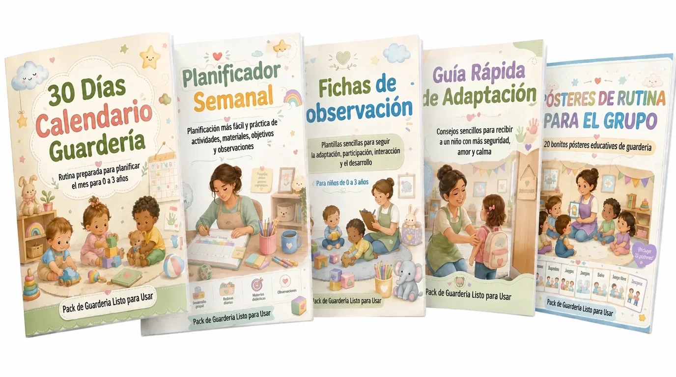 Portadas de los 5 bonus en PDF del Pack Completo para Guarderías